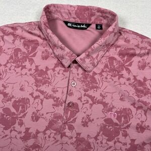 Travis Mathew‎ Polo Shirt Mens XXL Pink Floral Golf Cotton Blend Performance